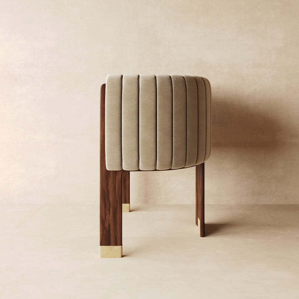 Suede Restaurant Lounge Dining Chair in Tan & Beige - Viltara