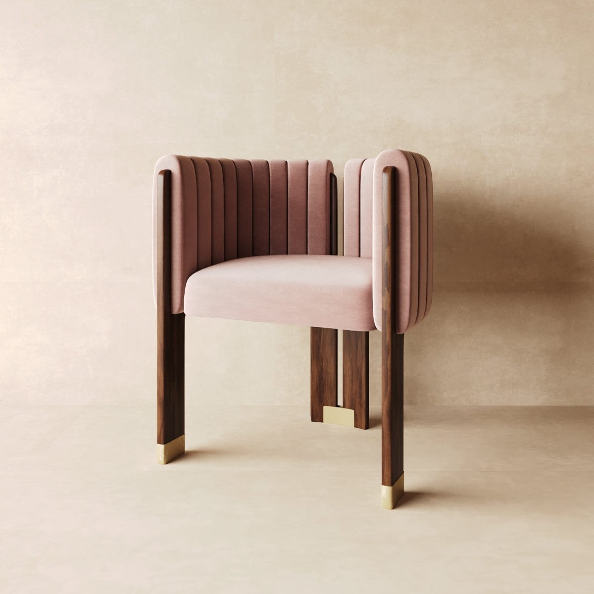 Suede Restaurant Lounge Dining Chair in Tan & Beige - Viltara