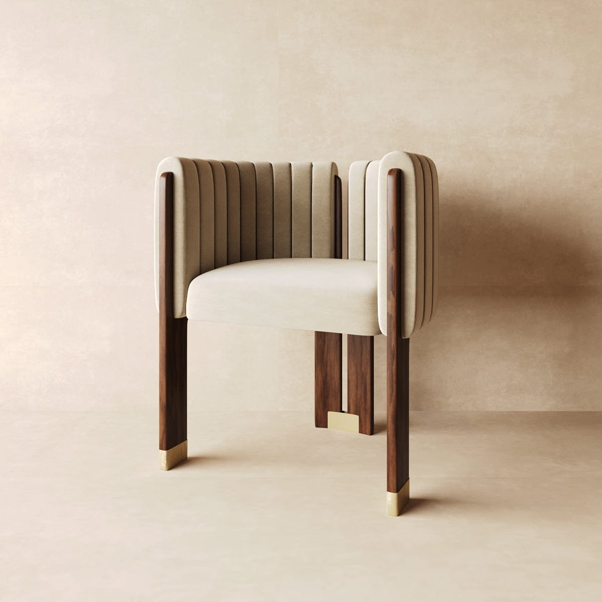 Suede Restaurant Lounge Dining Chair in Tan & Beige - Viltara
