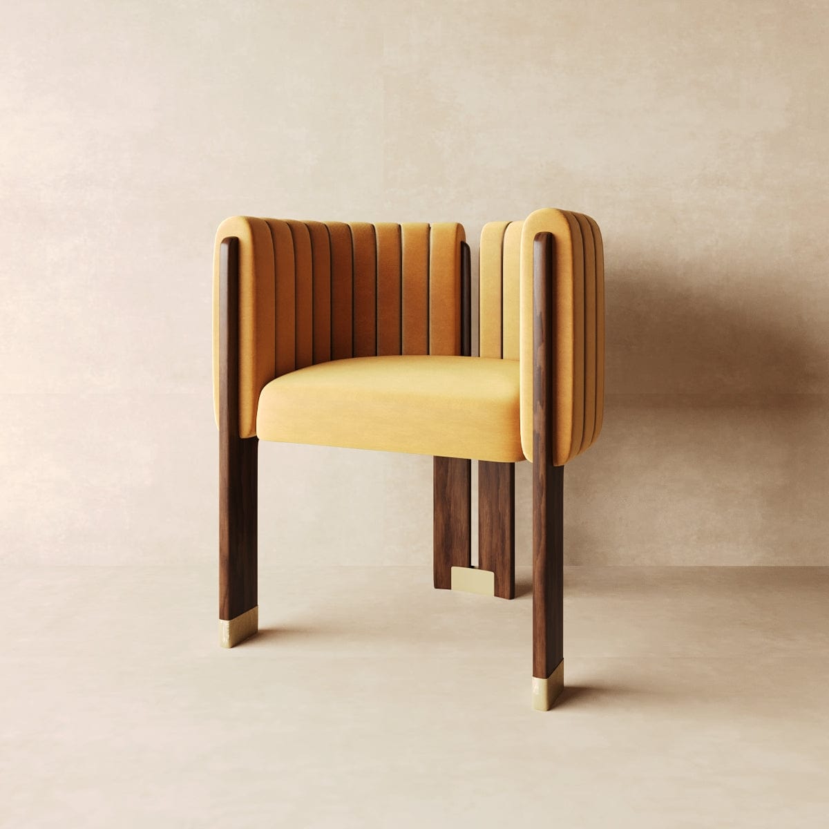 Suede Restaurant Lounge Dining Chair in Tan & Beige - Viltara