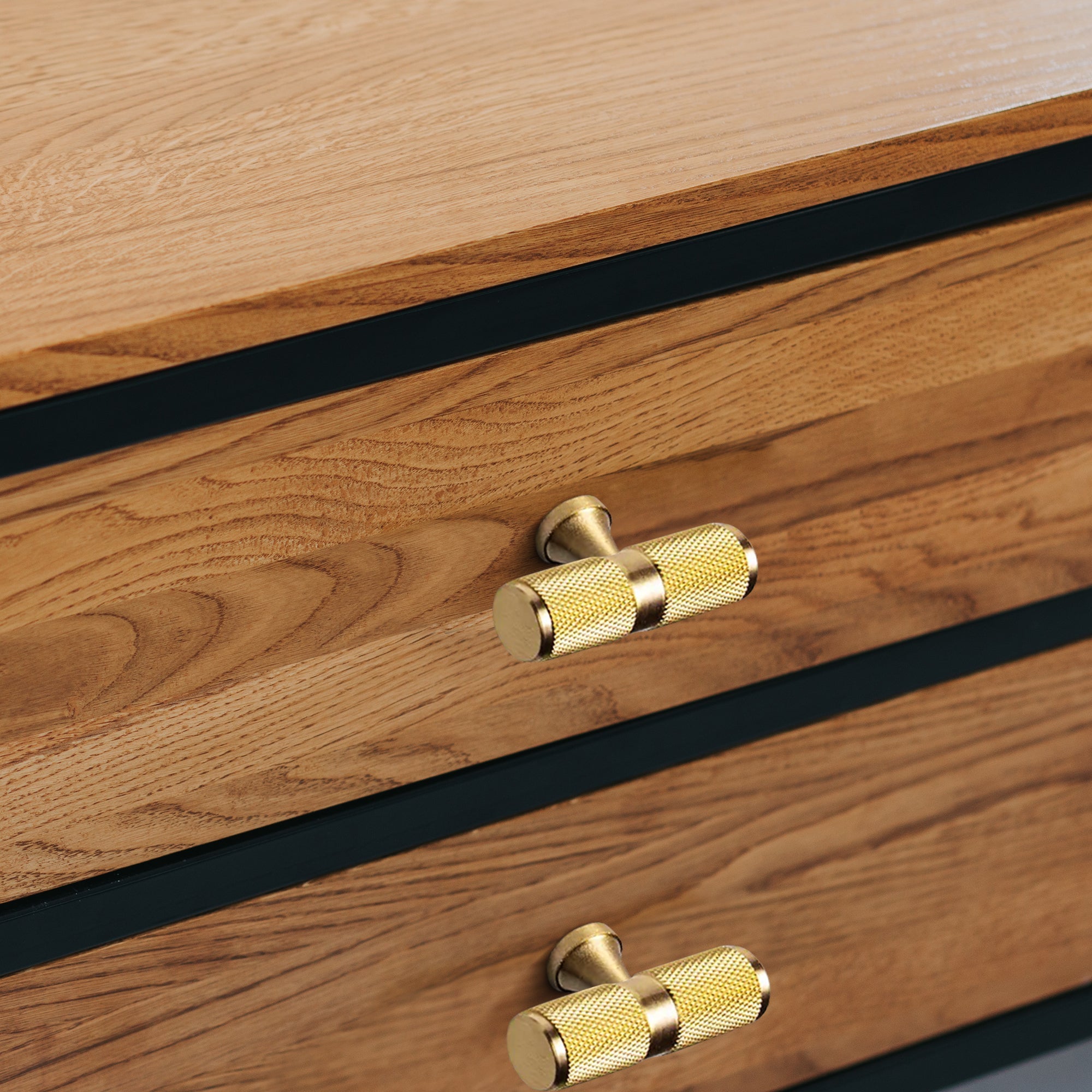 Tarly Reva Furniture Handle in Brushed Brass & Matte Black - Viltara