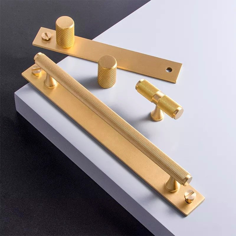 Tarly Reva Furniture Handle in Brushed Brass & Matte Black - Viltara