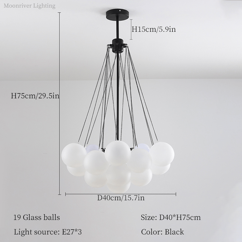 Glass Cloud Chandelier in Black & Gold