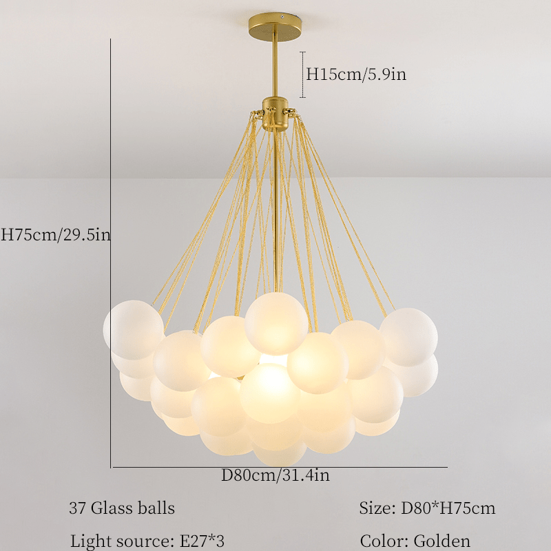 Glass Cloud Chandelier in Black & Gold