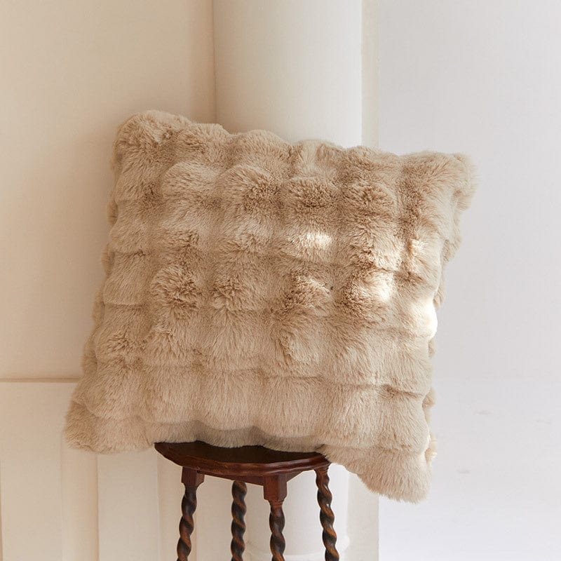 Rabbit Faux-Fur Blanket Throw in Sand & Smoke