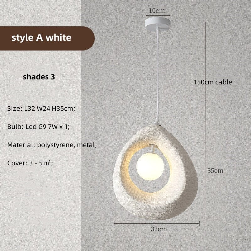 Circular Wabi Sabi Pendant Light in White & Charcoal Brass