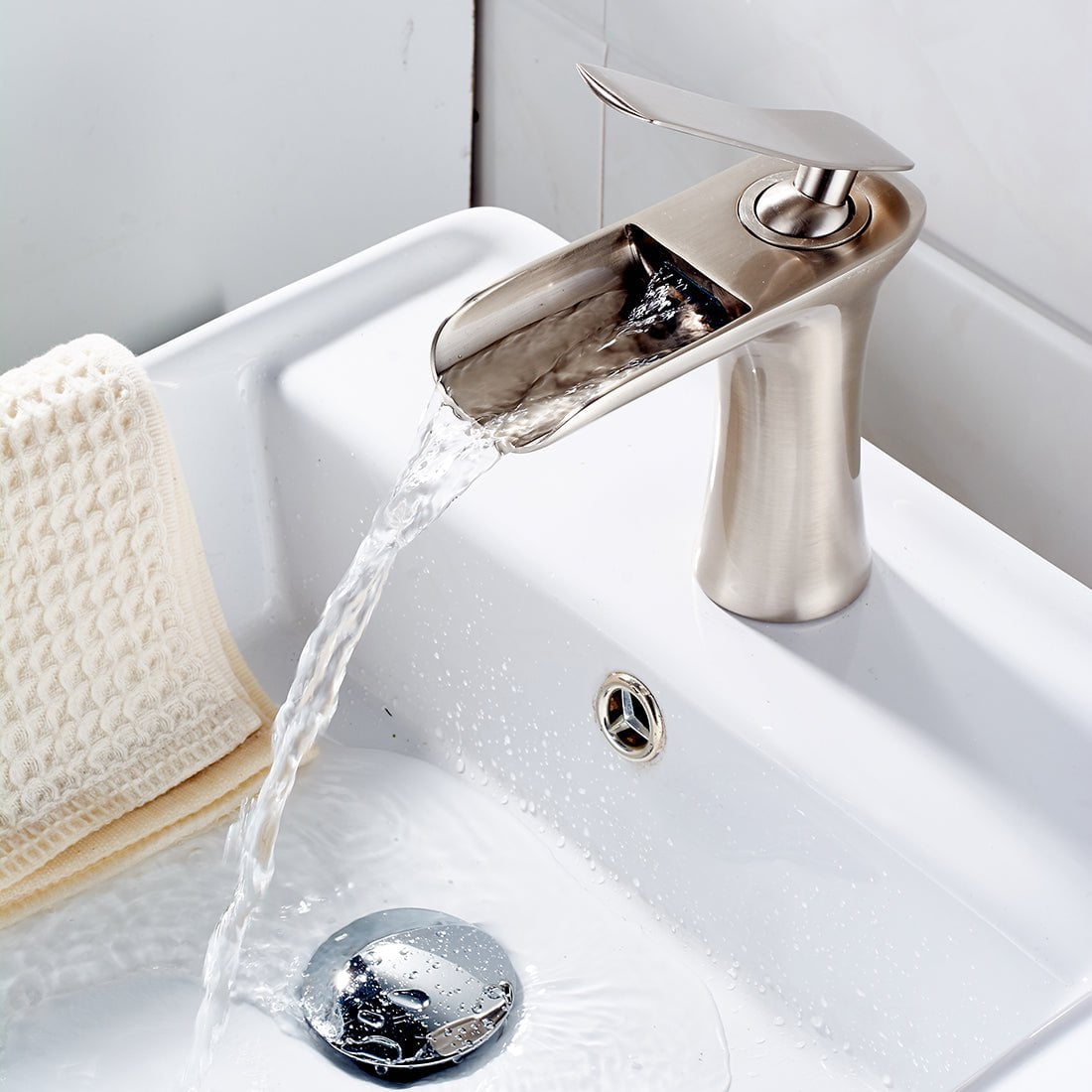 Waterfall Lou Spout Single Lever Stainless Steel Mixer Tap - Viltara
