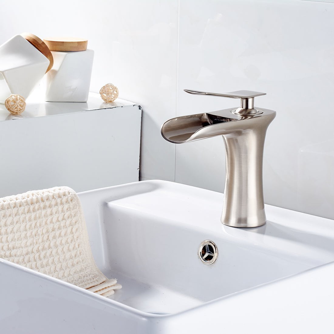 Waterfall Lou Spout Single Lever Stainless Steel Mixer Tap - Viltara